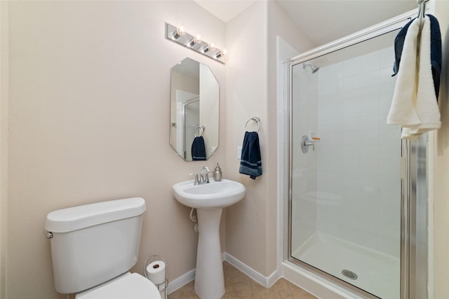 12714 Madera Canyon Ln, Tomball, TX 77377 - bathroom with a stall shower and tile patterned floors