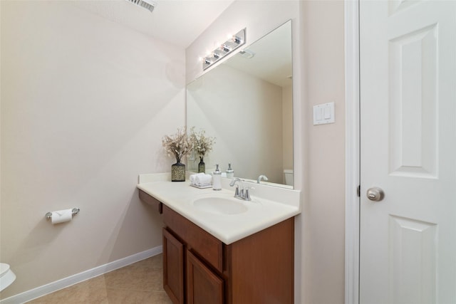 12714 Madera Canyon Ln, Tomball, TX 77377 - half bathroom with vanity and tile patterned flooring