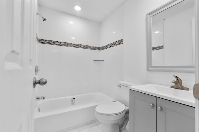 2202 Garvey Dr, Pasadena, TX 77506 - full bath with vanity, shower / bathtub combination, and marble look tile flooring