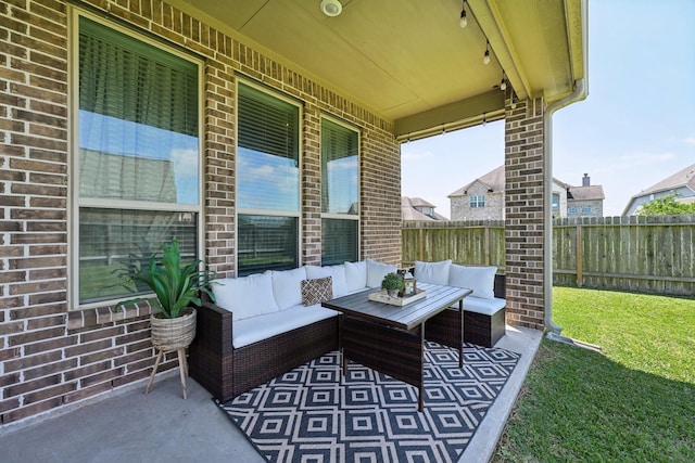 2018 Oxley Manor Ln, Richmond, TX 77469 - view of patio featuring an outdoor living space