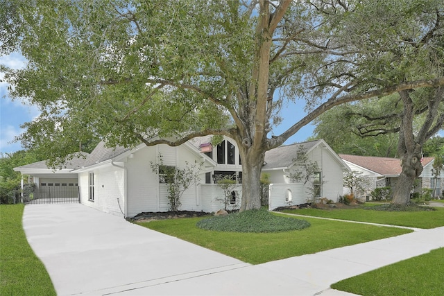 15702 Congo Ln, Jersey Village, TX 77040 - view of front of home with concrete driveway, an attached garage, a front yard, and brick siding