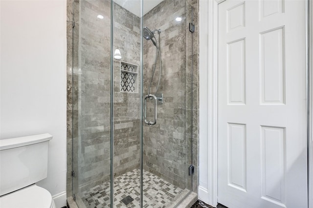 15702 Congo Ln, Jersey Village, TX 77040 - bathroom featuring a shower stall and toilet