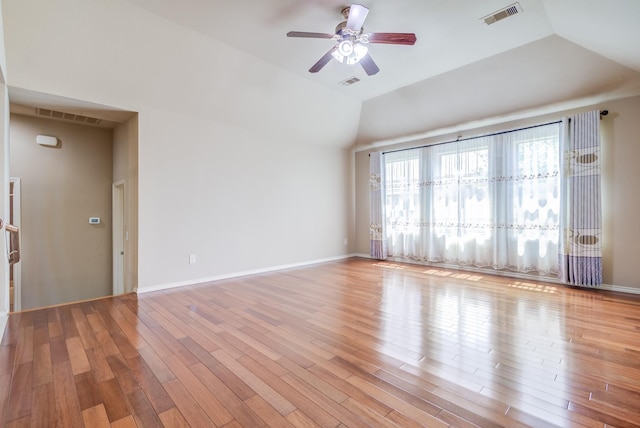 6103 Timbermoss Ct, League City, TX 77573 - empty room featuring ceiling fan, wood finished floors, and lofted ceiling