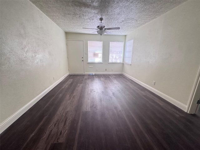 10124 Homestead Rd, Houston, TX 77016 - empty room featuring wood finished floors, a ceiling fan, a textured ceiling, and a textured wall