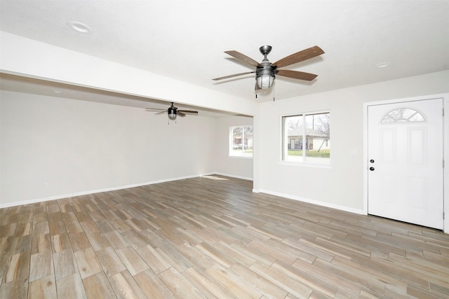 1531 Lahn Rd, New Braunfels, TX 78130 - foyer entrance with light wood-type flooring, ceiling fan, and recessed lighting