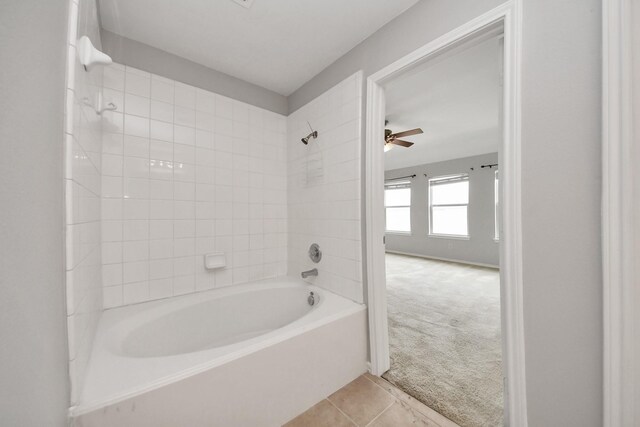 8030 Grow Ln, Houston, TX 77040 - full bathroom featuring tile patterned floors, shower / bath combination, and ceiling fan
