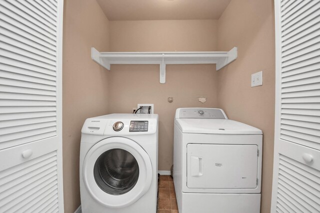 8030 Grow Ln, Houston, TX 77040 - laundry room with separate washer and dryer and tile patterned flooring