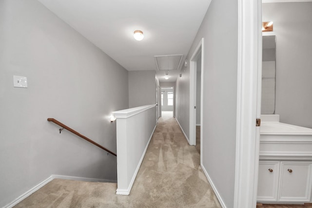 8030 Grow Ln, Houston, TX 77040 - corridor featuring attic access, an upstairs landing, and light colored carpet