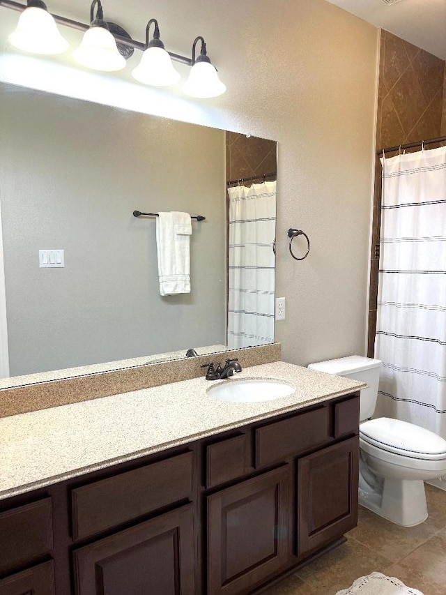 13839 Oak Fair Bnd, Cypress, TX 77429 - full bathroom with vanity, tile patterned floors, and a shower with shower curtain