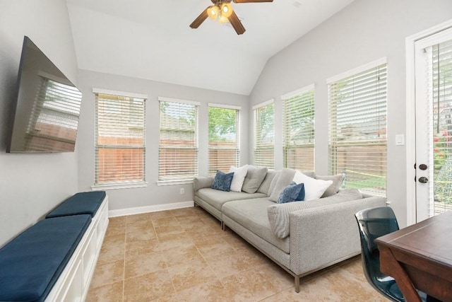 13839 Oak Fair Bnd, Cypress, TX 77429 - sunroom / solarium featuring vaulted ceiling and baseboards