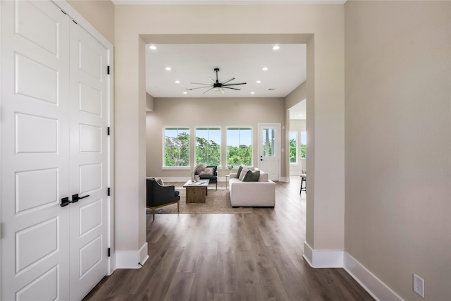 1430 Bluebonnet Ridge Dr, Chappell Hill, TX 77426 - hall featuring recessed lighting and dark wood-type flooring