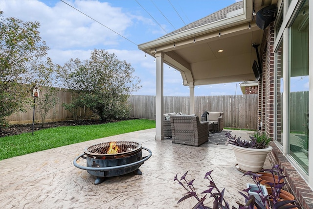 14730 Yellow Begonia Dr, Cypress, TX 77433 - fenced backyard featuring a fire pit and a patio