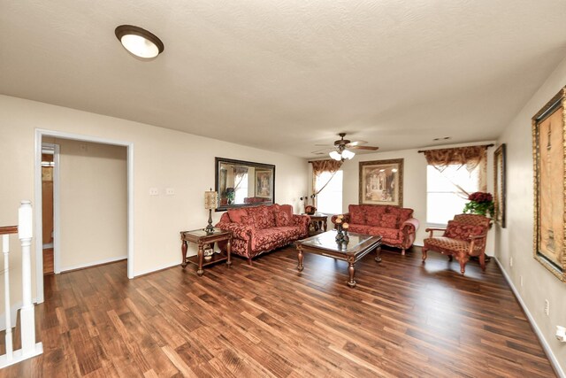 20718 Mansfield Bay Ln, Richmond, TX 77407 - living room featuring wood finished floors and a ceiling fan