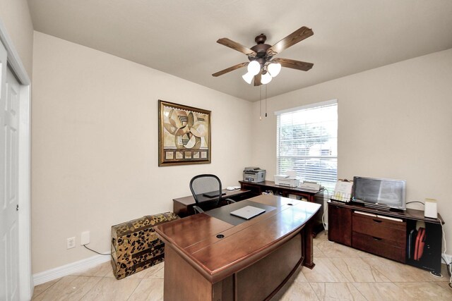 20718 Mansfield Bay Ln, Richmond, TX 77407 - home office with ceiling fan and baseboards