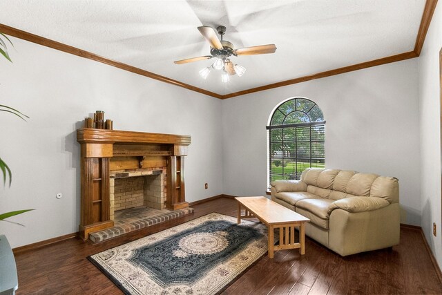 5 Hartwick Ct, Conroe, TX 77304 - living room with wood finished floors, a ceiling fan, and ornamental molding