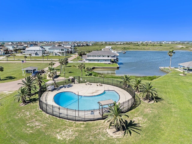 23002 Lunes St, Galveston, TX 77554 - community pool with a water view and a patio area