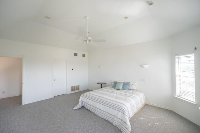 23002 Lunes St, Galveston, TX 77554 - bedroom featuring carpet floors, ceiling fan, and lofted ceiling