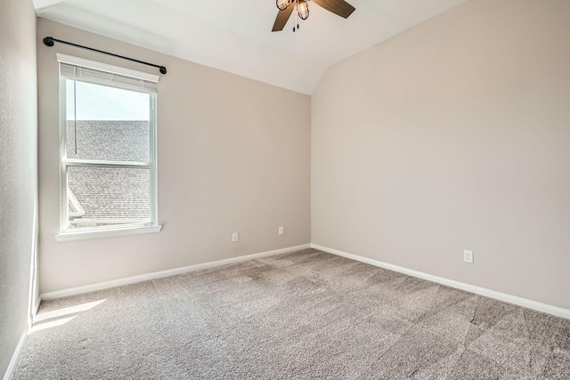 2008 Bristol Cliff Ln, Pearland, TX 77089 - spare room featuring ceiling fan, carpet flooring, and vaulted ceiling