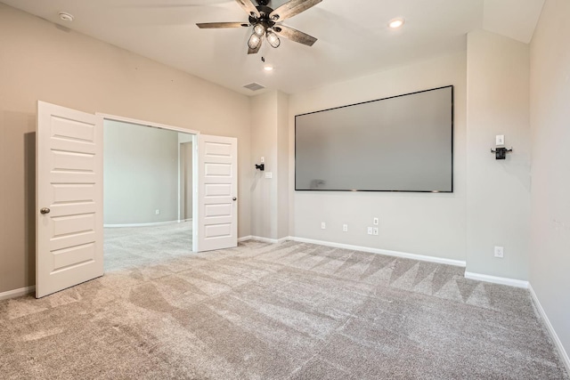 2008 Bristol Cliff Ln, Pearland, TX 77089 - cinema with carpet flooring, a ceiling fan, and recessed lighting