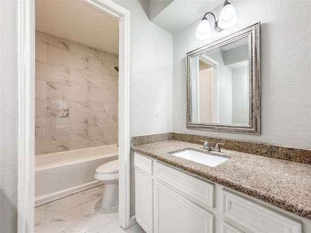 10610 Mills Prairie St, Houston, TX 77070 - bathroom featuring marble look tile flooring, vanity, and shower / bathtub combination