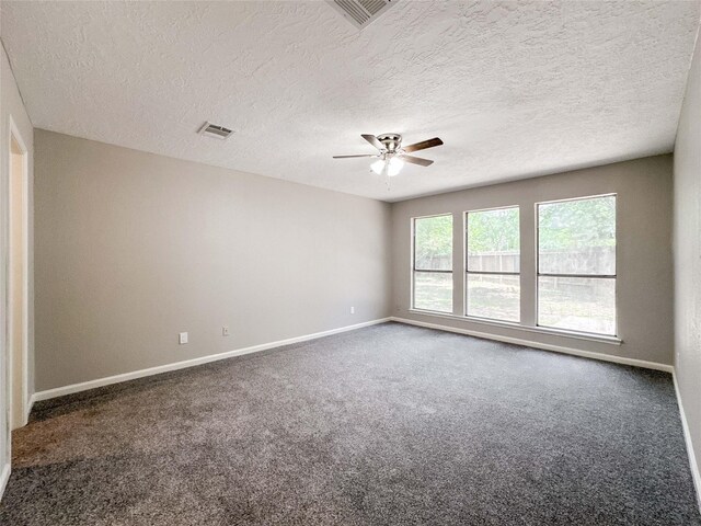 10610 Mills Prairie St, Houston, TX 77070 - empty room with a ceiling fan, carpet flooring, and a textured ceiling