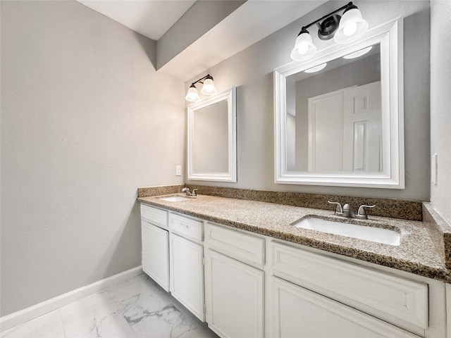 10610 Mills Prairie St, Houston, TX 77070 - full bathroom with double vanity and marble look tiles