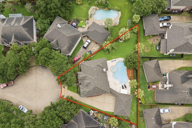 2537 La Rochelle Ct, Seabrook, TX 77586 - aerial view of residential area with property parcel outlined