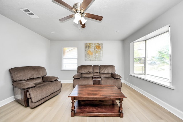 2811 Wentworth Ln, Pasadena, TX 77506 - living room featuring light wood-style floors and ceiling fan