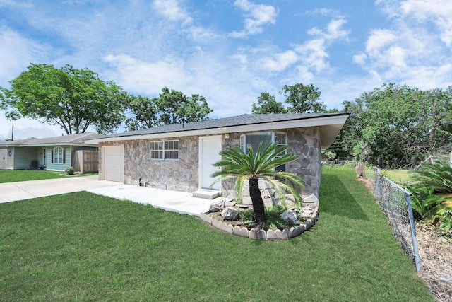 2811 Wentworth Ln, Pasadena, TX 77506 - ranch-style house with stone siding, concrete driveway, and a garage