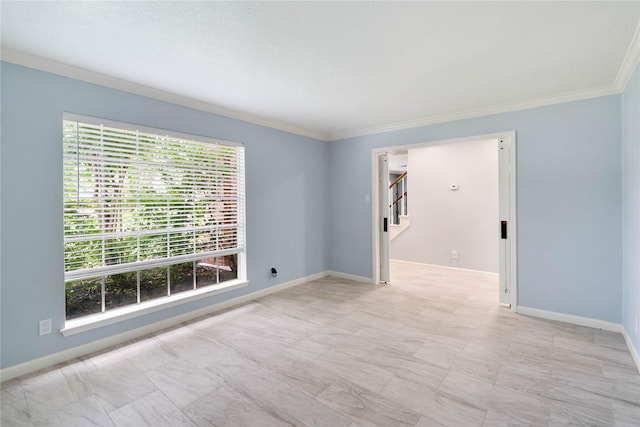 15514 Pebble Bend Dr, Houston, TX 77068 - empty room featuring healthy amount of natural light, ornamental molding, and stairs