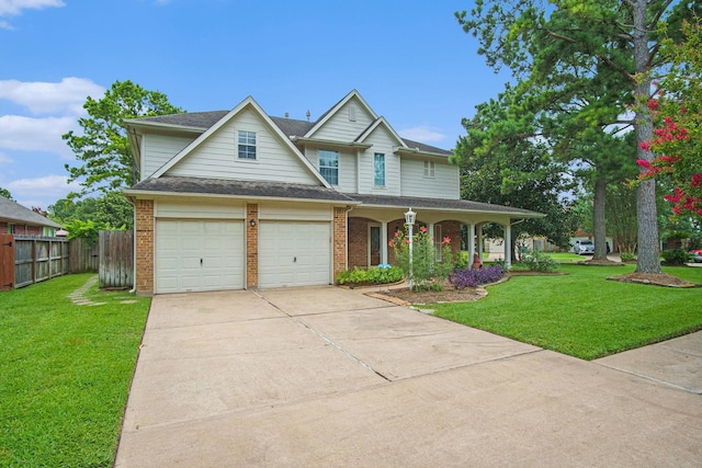 8806 Aberdeen Oaks Dr, Houston, TX 77095 - traditional home featuring driveway, a porch, brick siding, and a garage