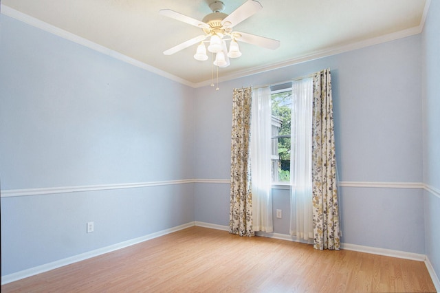 8806 Aberdeen Oaks Dr, Houston, TX 77095 - empty room with wood finished floors, a ceiling fan, and ornamental molding