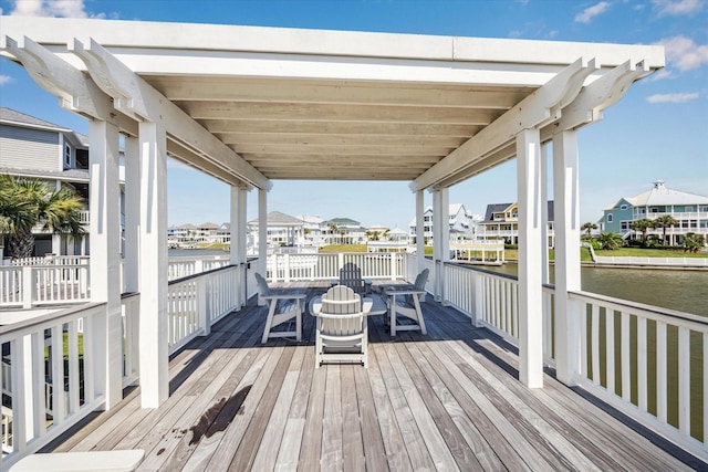 4107 Bluewing Teal Ct, Galveston, TX 77554 - wooden deck featuring a water view and a residential view
