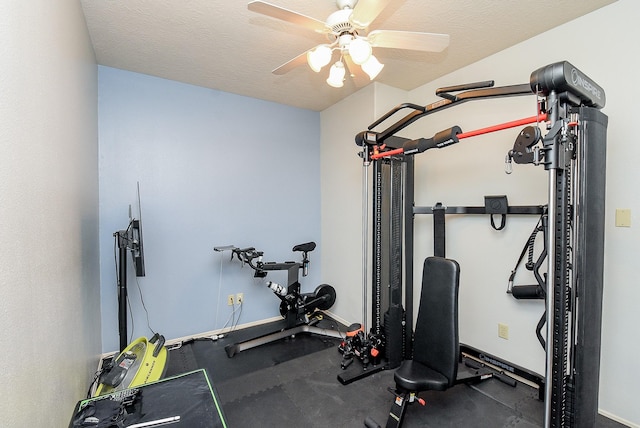 42 Lake Sterling Gate Dr, Spring, TX 77379 - workout area with a ceiling fan and baseboards