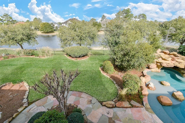 42 Lake Sterling Gate Dr, Spring, TX 77379 - view of yard featuring a water view and an outdoor pool