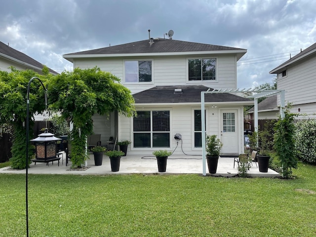9207 Dairy View Ln, Houston, TX 77099 - back of house with a patio, a pergola, and roof with shingles