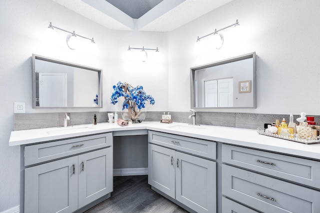 18446 N Willow Bluff Rd, Katy, TX 77449 - full bath with vanity and wood finished floors