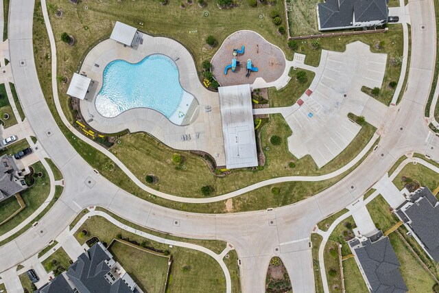 1235 Buffalo Run, Tomball, TX 77375 - aerial view of property's location featuring a pool area