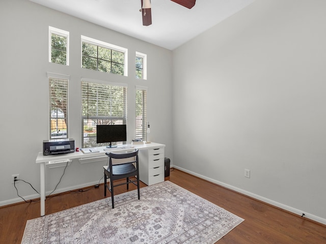 13022 Echo Landing Dr, Houston, TX 77070 - office featuring ceiling fan and wood finished floors