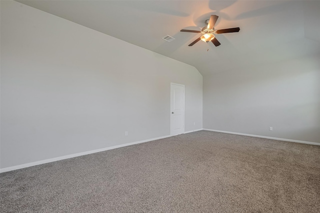 8326 Erasmus Landing Ct, Houston, TX 77044 - spare room featuring lofted ceiling, carpet flooring, and ceiling fan