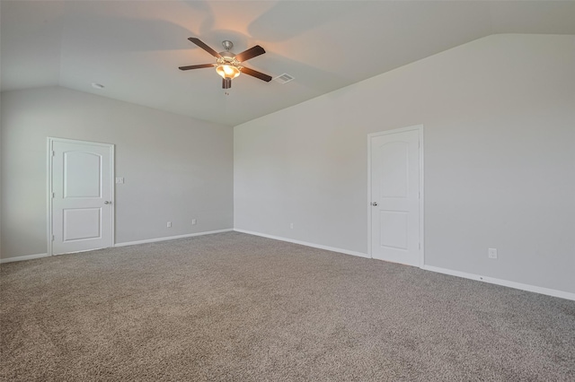 8326 Erasmus Landing Ct, Houston, TX 77044 - unfurnished room with vaulted ceiling, a ceiling fan, and carpet floors