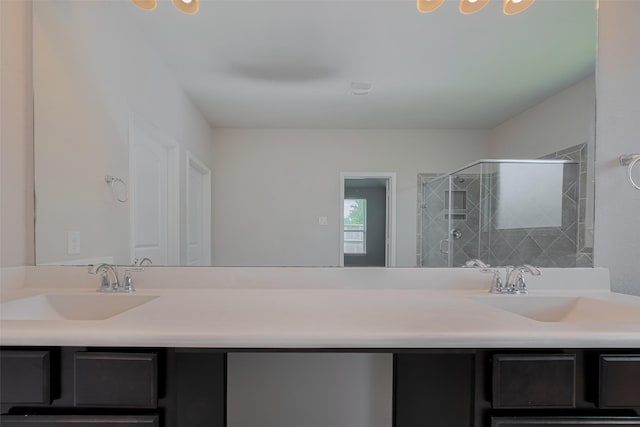8326 Erasmus Landing Ct, Houston, TX 77044 - full bathroom with double vanity and a tile shower