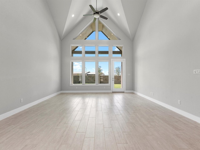 14939 Clover Meadow Ln, Montgomery, TX 77316 - unfurnished room featuring ceiling fan, light wood finished floors, and lofted ceiling