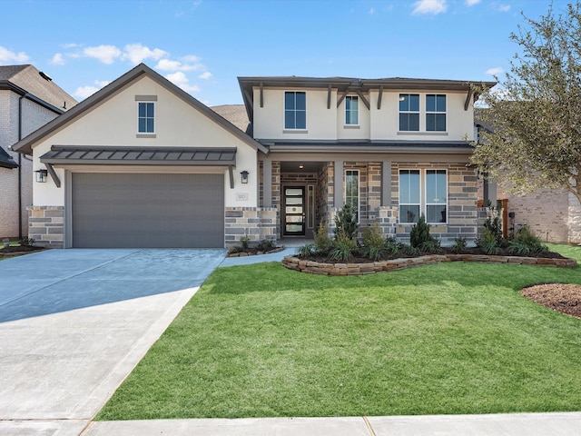 14316 Moonlit Creek Ct, Montgomery, TX 77316 - view of front of home featuring stucco siding, stone siding, and a front yard