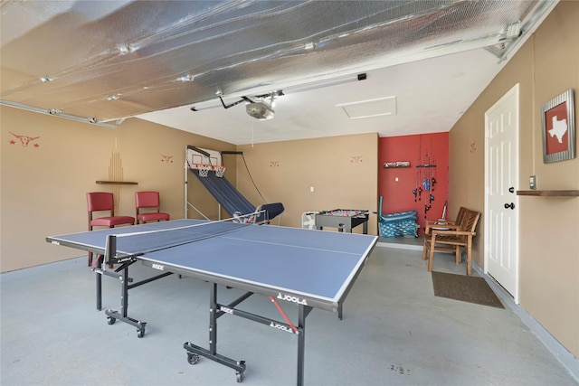 2818 Lake Forest Dr, Montgomery, TX 77356 - recreation room with finished concrete flooring and attic access