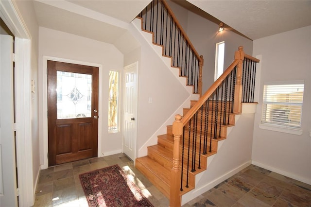 1331 W 21st St Unit A, Houston, TX 77008 - entryway with stone finish floors and stairway