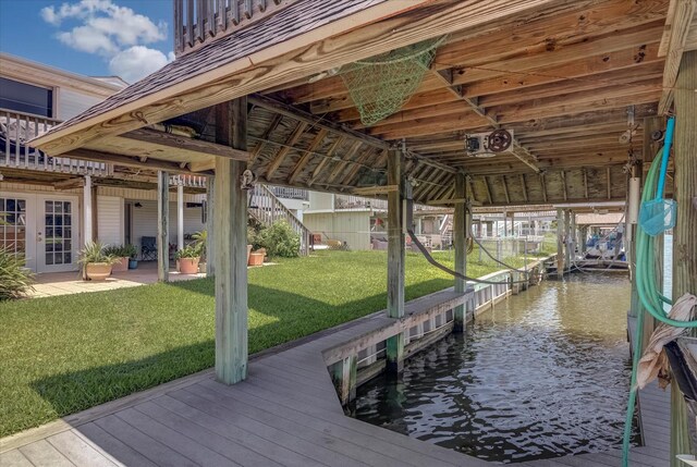 1120 Redfish St, Bayou Vista, TX 77563 - dock featuring a yard and a water view