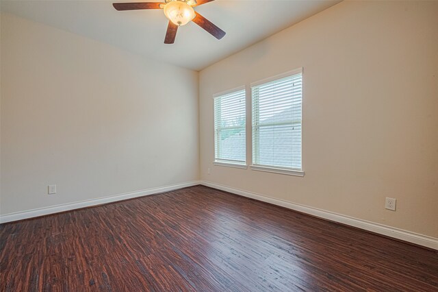 10022 Foggy Riv, Missouri City, TX 77459 - empty room with ceiling fan and dark wood-style floors