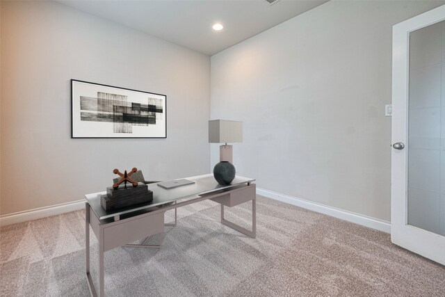 10022 Foggy Riv, Missouri City, TX 77459 - carpeted home office featuring baseboards and recessed lighting