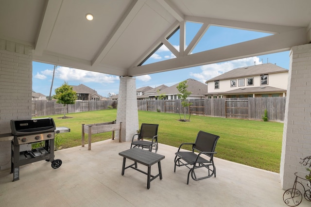 17907 Aqua Haven Ln, Conroe, TX 77302 - fenced backyard with area for grilling, a patio area, and a residential view
